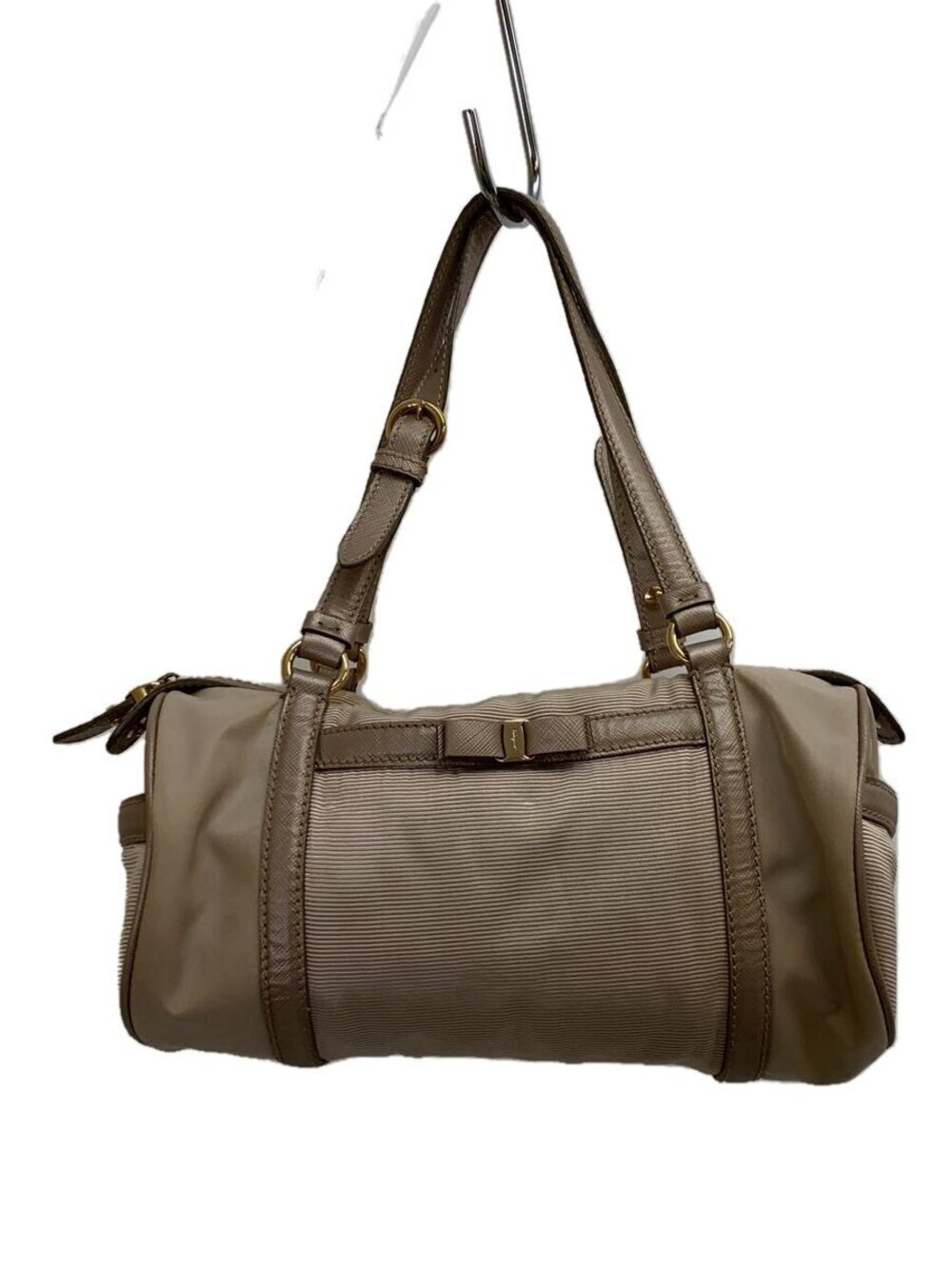 Salvatore Ferragamo ribbed leather shoulder bag Vara bow Brown